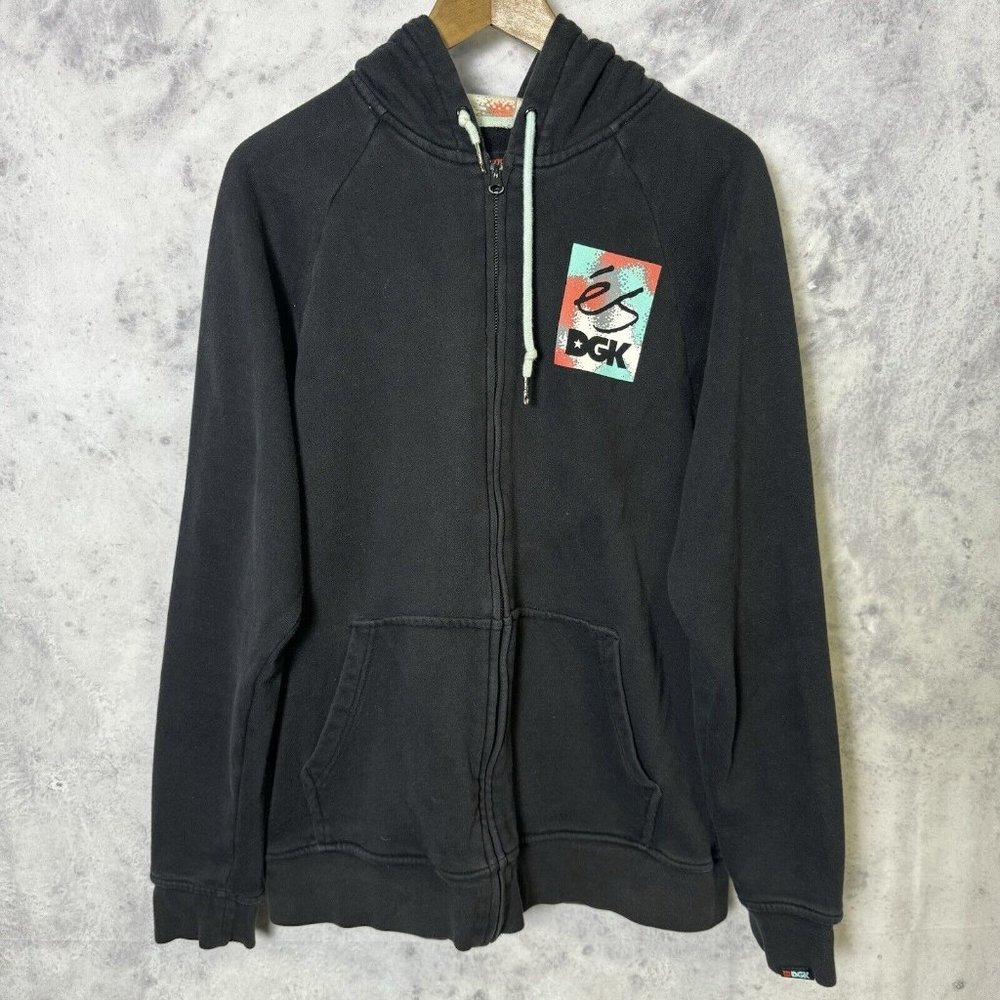 Es x DGK Skate Sweatshirt Mens Medium Black Full Zip Hoodie
